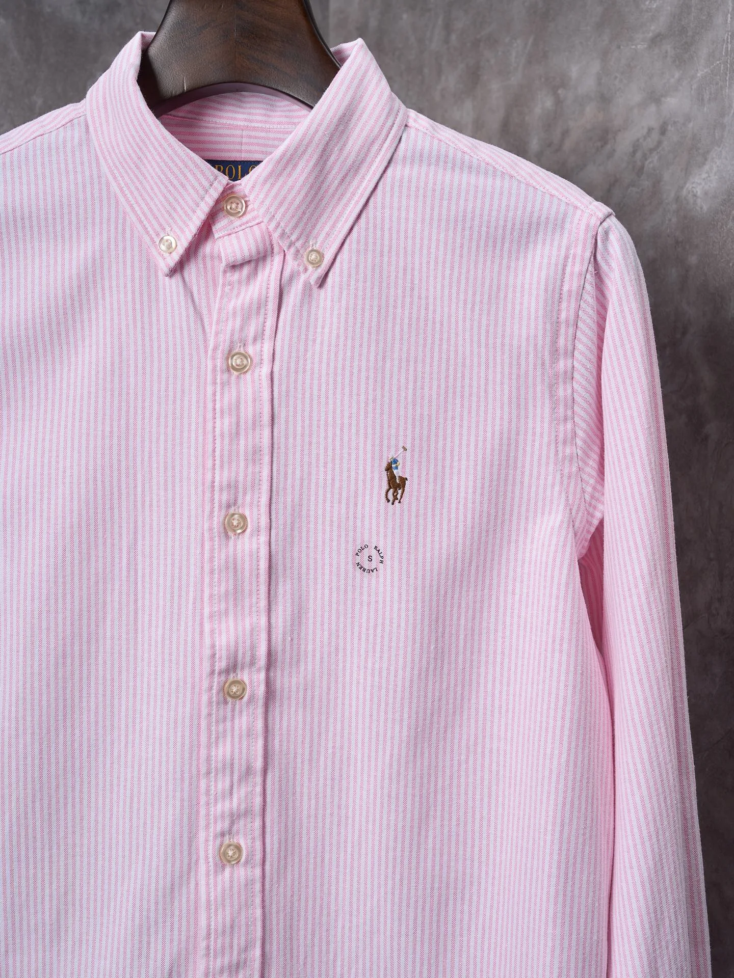 P340 Actual hanging auction】Ralph Lauren/Ralph Lauren couples must-have vertical striped pony embroidered cotton long-sleeved shirt [Ready stock] XS S M L XL